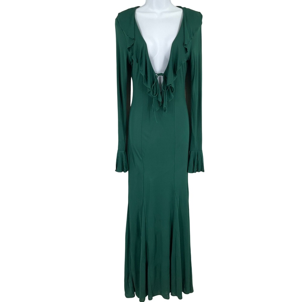 & Other Stories Maxi Dress S Green Dark Renaissance Forest Fairy Whimsigoth NEW